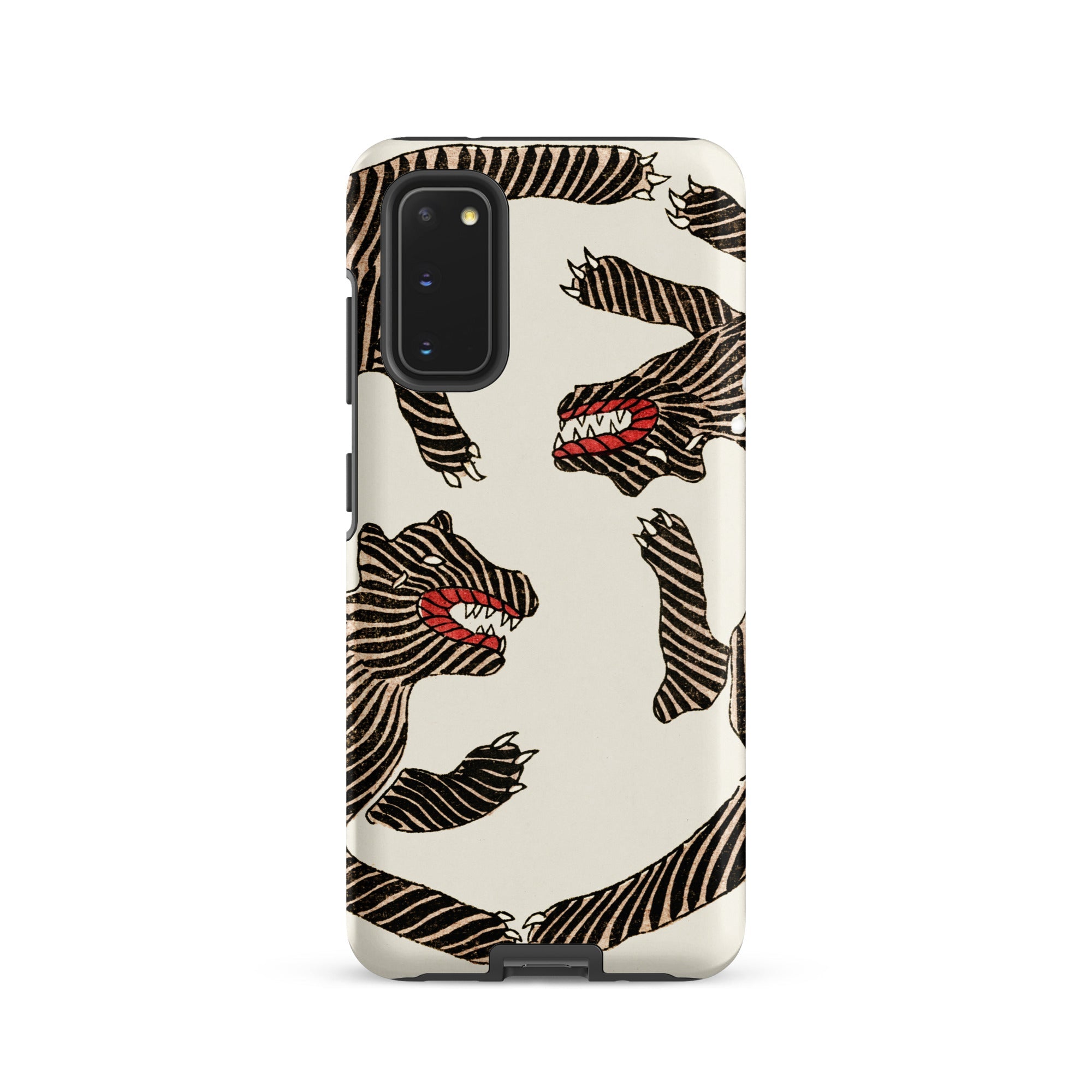 Japanese Woodblock Tiger Taguchi Tomoki Samsung Case, Galaxy S20 / Matte, White Phone Case Black Striped Tiger Pattern Red