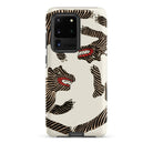 Japanese Woodblock Tiger Taguchi Tomoki Samsung Case, Galaxy S20 Ultra / Matte, White Smartphone Case Black Zebra Like Stripes Red Mouthed