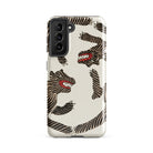 Japanese Woodblock Tiger Taguchi Tomoki Samsung Case, Galaxy S21 Fe / Gloss, Phone Case Pattern Stylized Striped Creatures Red Mouths