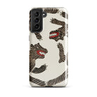 Japanese Woodblock Tiger Taguchi Tomoki Samsung Case, Galaxy S21 Plus / Gloss, White Smartphone Case Black Red Striped Animal Pattern