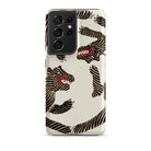 Japanese Woodblock Tiger Taguchi Tomoki Samsung Case, Galaxy S21 Ultra / Matte, White Smartphone Case Black Red Striped Monster Pattern
