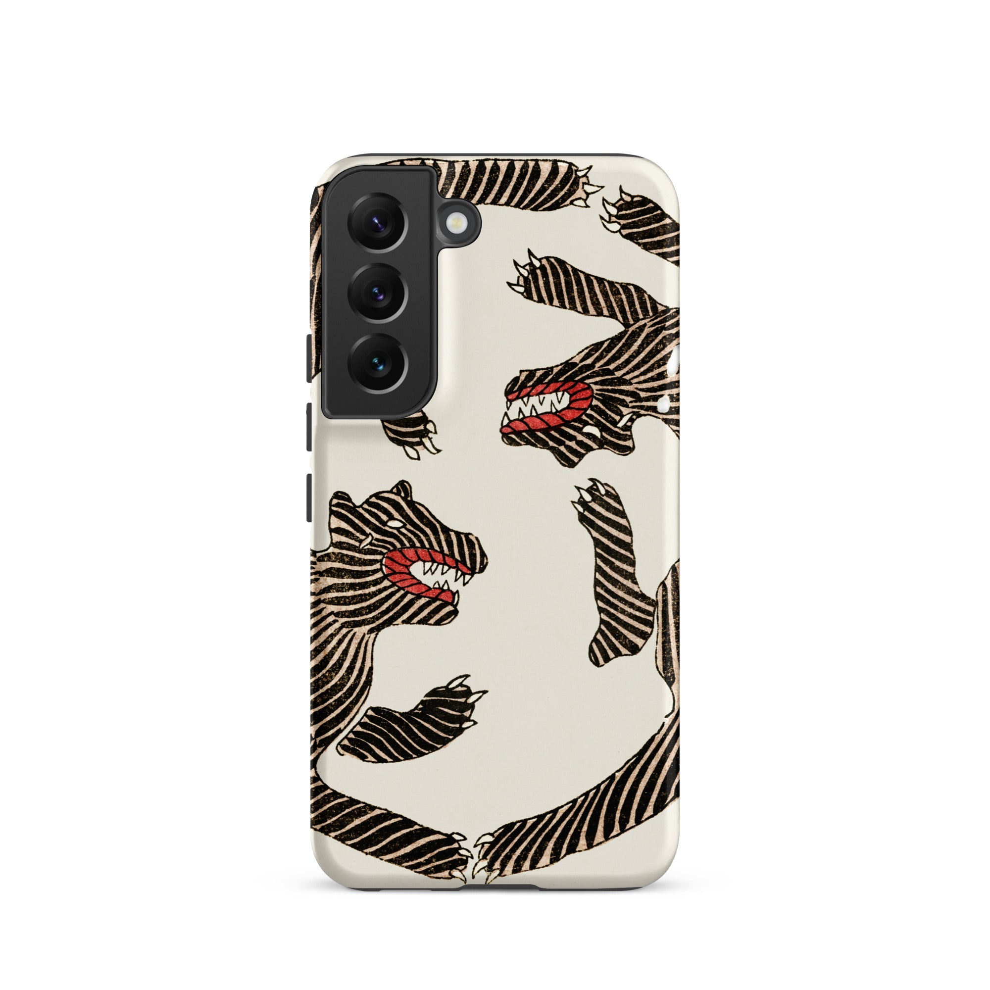 Japanese Woodblock Tiger Taguchi Tomoki Samsung Case, Galaxy S22 / Matte, White Phone Case Black Red Striped Monster Design