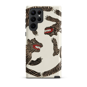 Japanese Woodblock Tiger - Taguchi Tomoki Samsung Case, Galaxy S22 Ultra / Matte, White Smartphone Case Black Zebra-striped Monster Designs