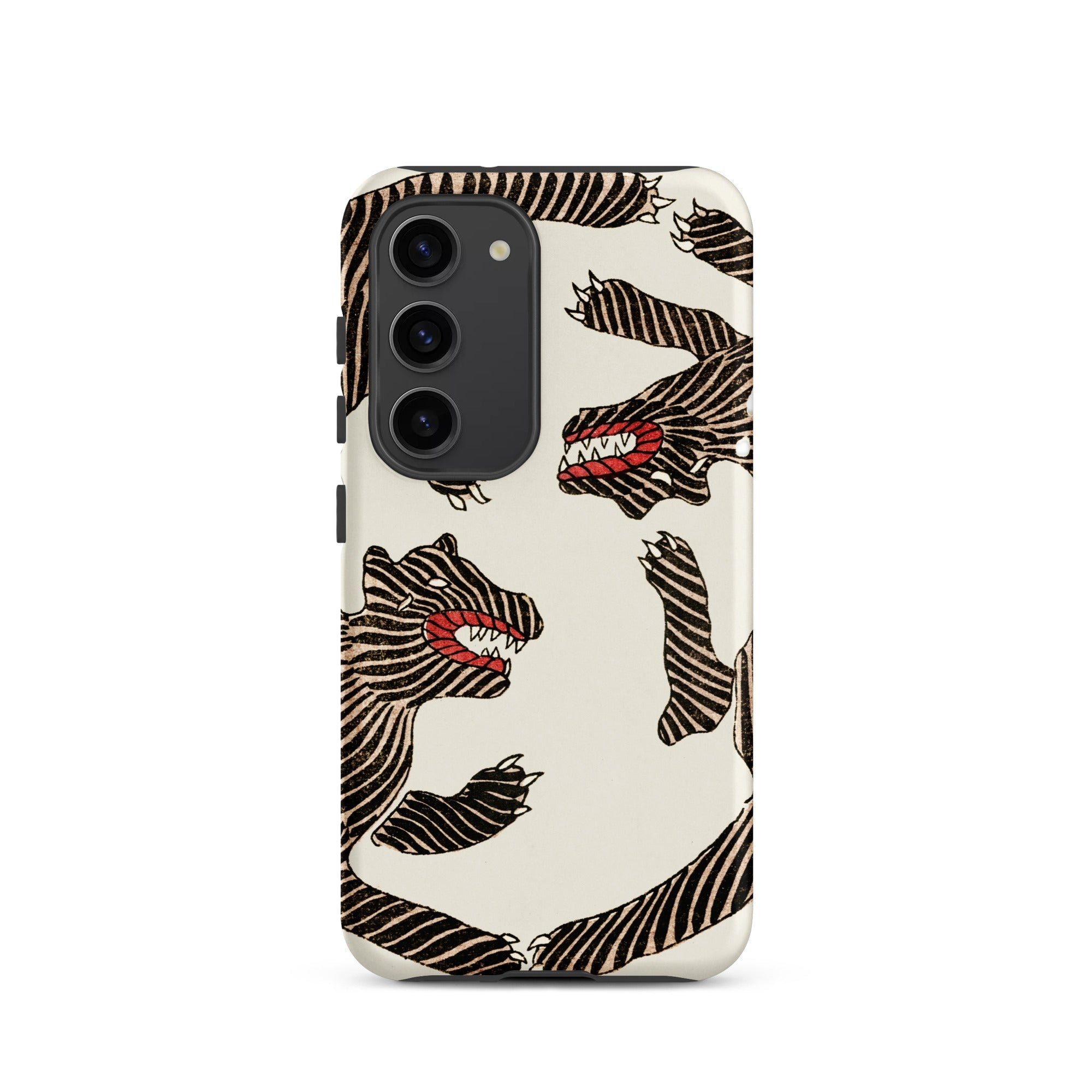 Japanese Woodblock Tiger Taguchi Tomoki Samsung Case, Galaxy S23 / Matte, White Smartphone Case Black Red Striped Monster Pattern