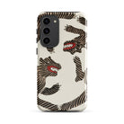 Japanese Woodblock Tiger Taguchi Tomoki Samsung Case, Galaxy S23 Plus / Gloss, White Smartphone Case Black Red Cartoon Bear Pattern