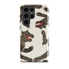 Japanese Woodblock Tiger Taguchi Tomoki Samsung Case, Galaxy S23 Ultra / Gloss, White Smartphone Case Black Red Striped Monster Design