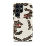 Japanese Woodblock Tiger - Taguchi Tomoki Samsung Case, Galaxy S23 Ultra / Gloss, White Smartphone Case Black Red Striped Monster Design