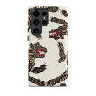 Japanese Woodblock Tiger Taguchi Tomoki Samsung Case, Galaxy S23 Ultra / Matte, White Phone Case Pattern Stylized Striped Tiger Like