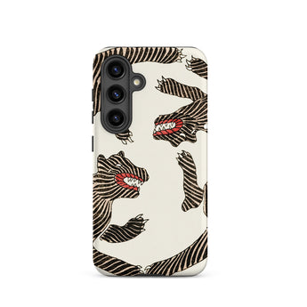 Japanese Woodblock Tiger - Taguchi Tomoki Samsung Case, Galaxy S24 / Matte, White Phone Case Black Red Striped Monster Pattern