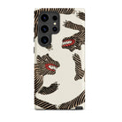 Japanese Woodblock Tiger Taguchi Tomoki Samsung Case, Galaxy S24 Ultra / Matte, Smartphone Case Black White Striped Pattern Stylized Animal