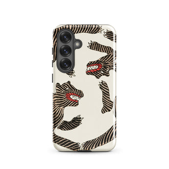 Japanese Woodblock Tiger - Taguchi Tomoki Samsung Case, Galaxy S25 / Gloss, White Phone Case Black Red Striped Monster Pattern