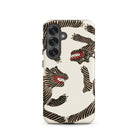 Japanese Woodblock Tiger Taguchi Tomoki Samsung Case, Galaxy S25 / Matte, White Smartphone Case Black Striped Dragon Design