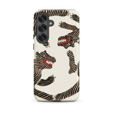 Japanese Woodblock Tiger - Taguchi Tomoki Samsung Case, Galaxy S25 Plus / Matte, White Phone Case Black Tiger Stripe Patterns Red-mouthed