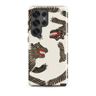 Japanese Woodblock Tiger Taguchi Tomoki Samsung Case, Galaxy S25 Ultra / Gloss, White Smartphone Case Black Red Striped Monster Pattern