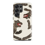 Japanese Woodblock Tiger - Taguchi Tomoki Samsung Case, Galaxy S25 Ultra / Gloss, White Smartphone Case Black Red Striped Monster Pattern