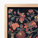 Framed Piece Decorative Wall Art Vibrant Floral Pattern Okinawan Textile Artistry, Mesmerizing Wrapping Cloth, Enchanting World