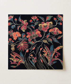 Square Canvas Vibrant Floral Design Blossoms Shades Pink Okinawan Textile Artistry, Mesmerizing Wrapping Cloth, Enchanting World