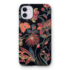 Japanese Wrapping Cloth (uchikui) - Textile Iphone Case, 11 / Matte, Floral Patterned Phone Case Colorful Flowers Black Background