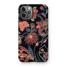 Japanese Wrapping Cloth (uchikui) - Textile Iphone Case, 11 Pro / Matte, Floral-patterned Phone Case Vibrant Colorful Flowers Dark