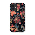 Japanese Wrapping Cloth (uchikui) - Textile Iphone Case, 12 Mini / Matte, Floral-patterned Smartphone Case Vibrant Red Pink Orange Flowers