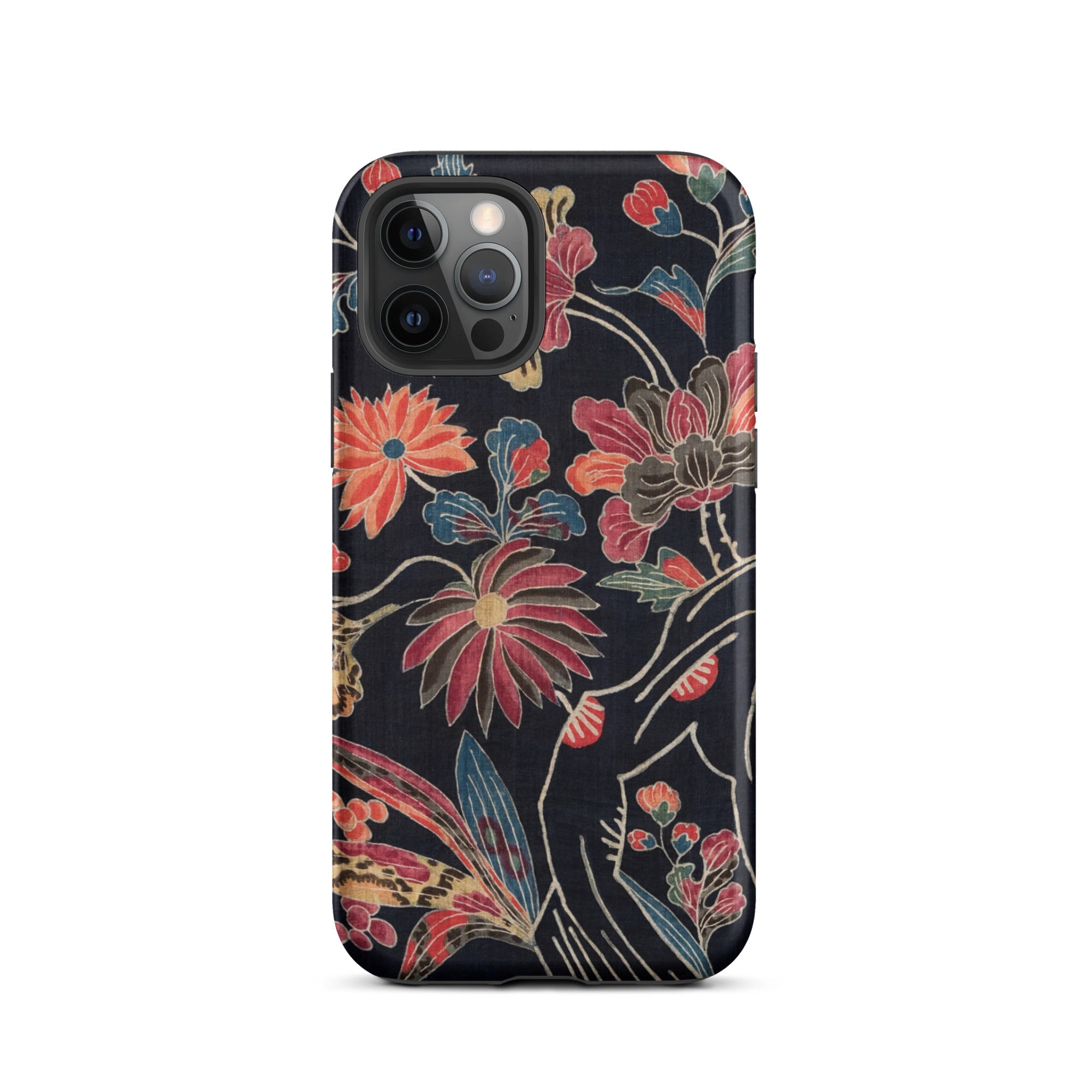 Japanese Wrapping Cloth (uchikui) Textile Iphone Case, 12 Pro / Matte, Floral Patterned Phone Case