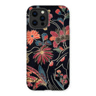 Japanese Wrapping Cloth (uchikui) - Textile Iphone Case, 12 Pro Max / Matte, Floral-patterned Smartphone Case Vibrant Red Orange Blue