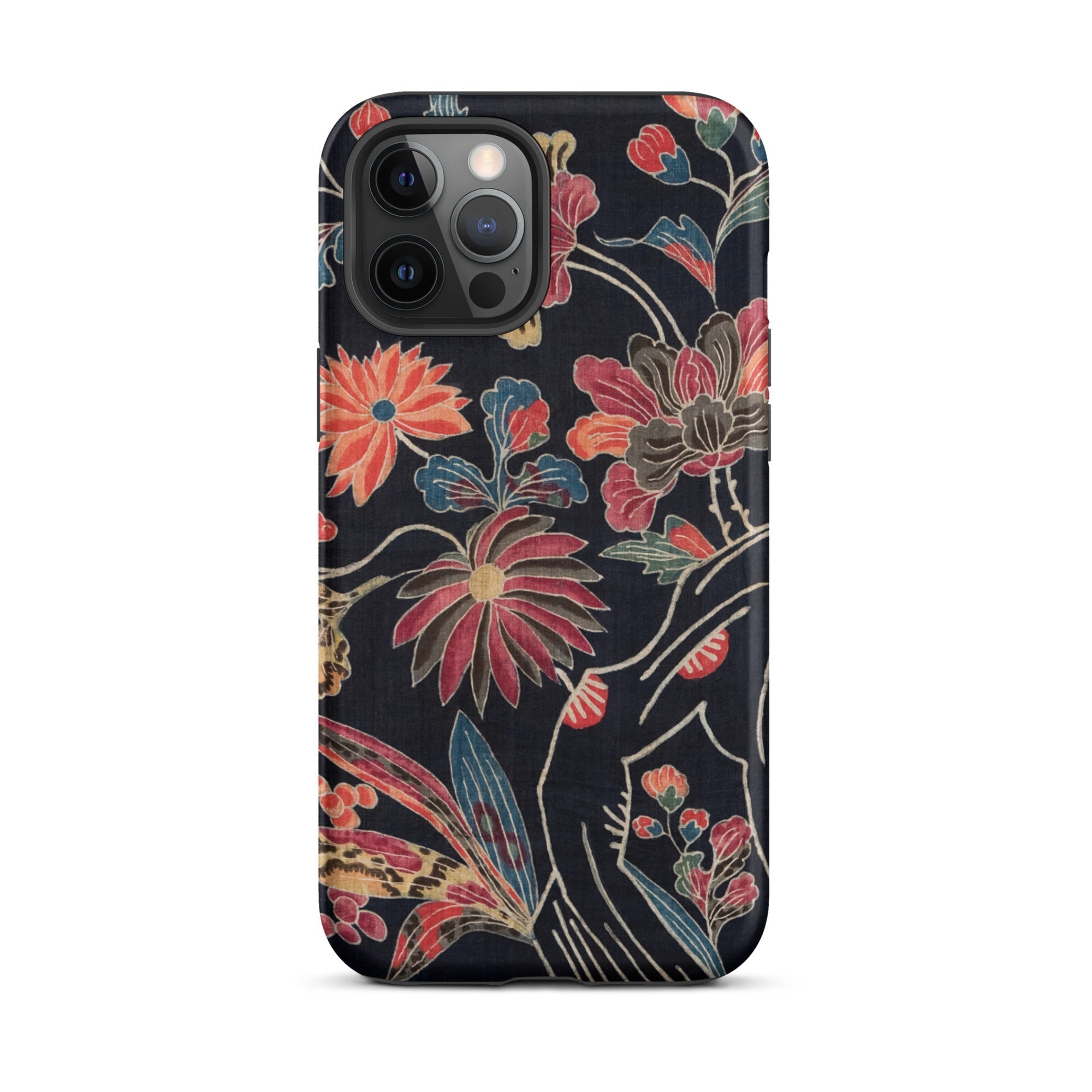 Japanese Wrapping Cloth (uchikui) Textile Iphone Case, 12 Pro Max / Matte, Floral Patterned Phone Case