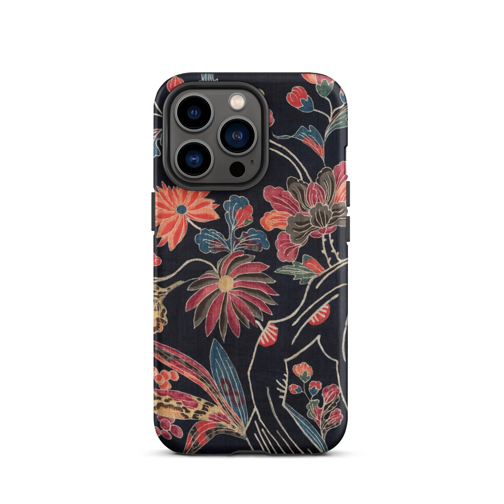 Japanese Wrapping Cloth (uchikui) Textile Iphone Case, 13 Pro / Matte, Floral Patterned Phone Case
