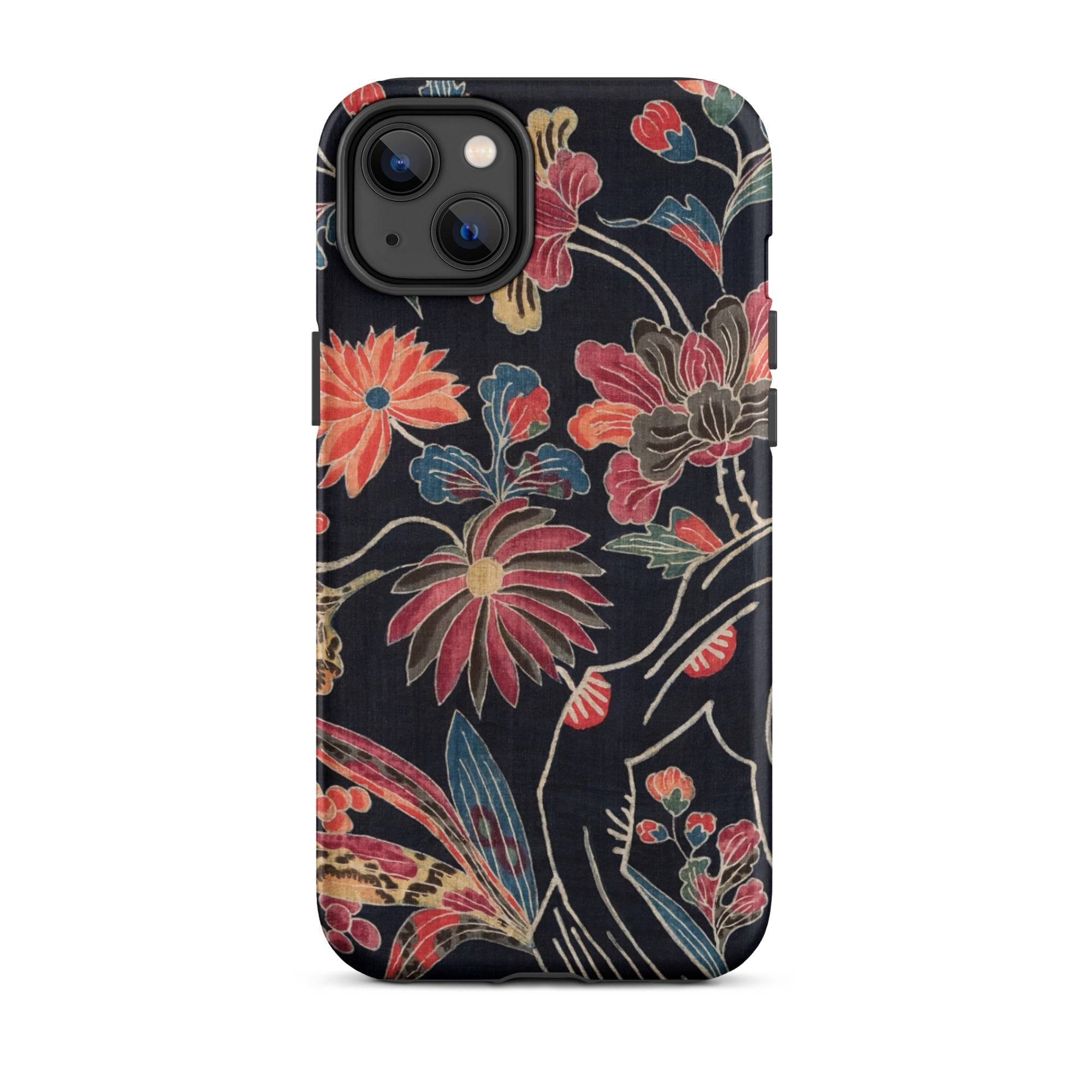 Japanese Wrapping Cloth (uchikui) Textile Iphone Case, 14 Plus / Matte, Floral Patterned Phone Case
