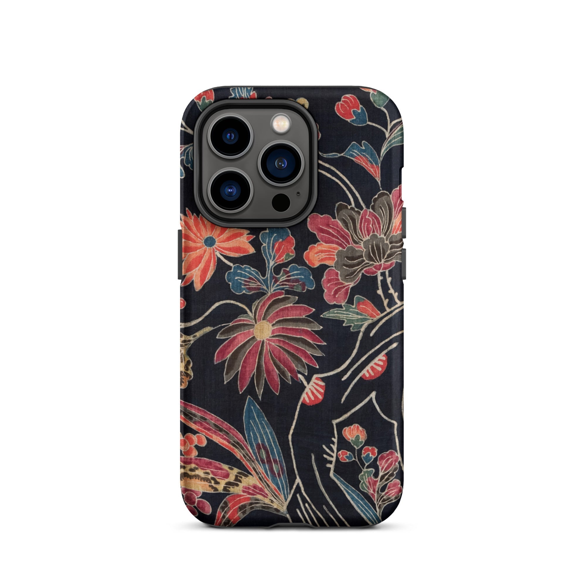 Japanese Wrapping Cloth (uchikui) Textile Iphone Case, 14 Pro / Matte, Floral Patterned Phone Case