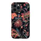 Japanese Wrapping Cloth (uchikui) - Textile Iphone Case, 14 Pro Max / Matte, Floral-patterned Phone Case Vibrant Red Orange Blue Flowers
