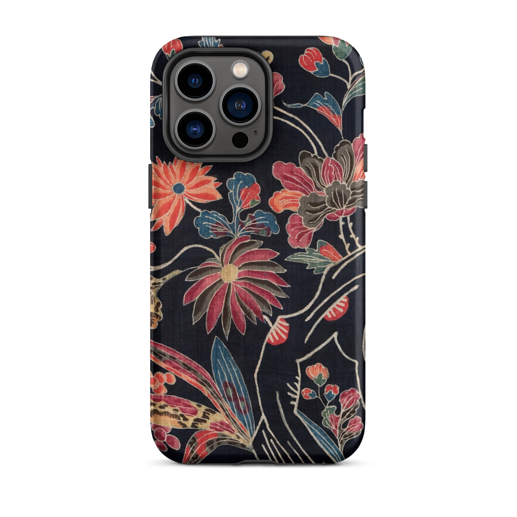 Japanese Wrapping Cloth (uchikui) Textile Iphone Case, 14 Pro Max / Matte, Floral Patterned Phone Case