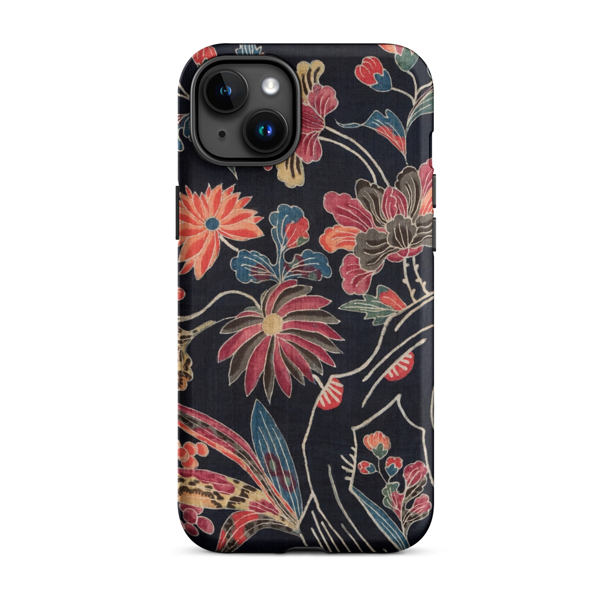 Japanese Wrapping Cloth (uchikui) Textile Iphone Case, 15 Plus / Matte, Floral Patterned Phone Case
