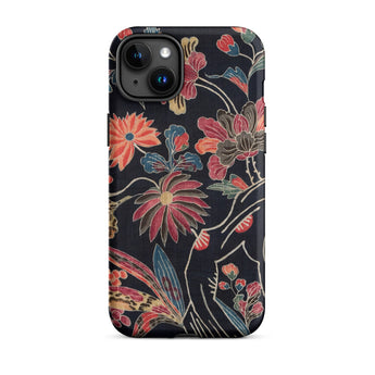 Japanese Wrapping Cloth (uchikui) - Textile Iphone Case, 15 Plus / Matte, Floral Patterned Phone Case