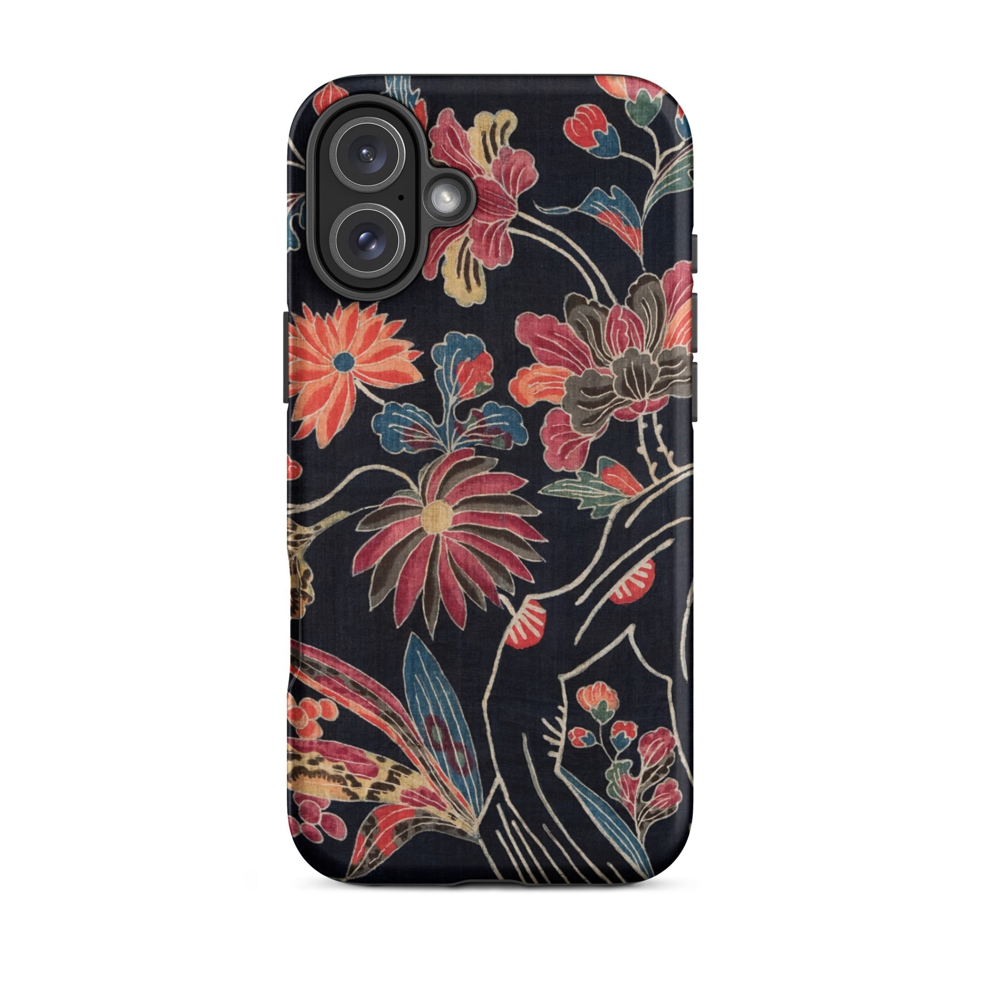 Japanese Wrapping Cloth (uchikui) Textile Iphone Case, 16 Plus / Matte, Floral Patterned Phone Case