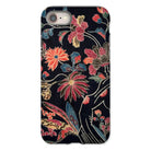 Japanese Wrapping Cloth (uchikui) - Textile Iphone Case, 8 / Matte, Floral-patterned Phone Case Vibrant Tropical Flowers Dark Background