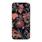 Japanese Wrapping Cloth (uchikui) - Textile Iphone Case, x / Matte, Floral-patterned Phone Case Vibrant Colorful Flowers Dark Background