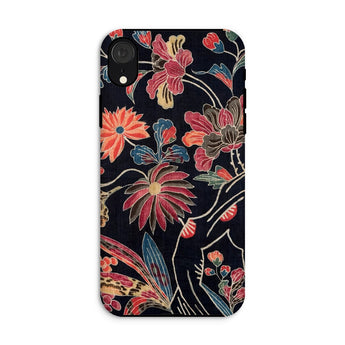 Japanese Wrapping Cloth (uchikui) - Textile Iphone Case, Xr / Matte, Floral-patterned Smartphone Case Vibrant Red Pink Blue Flowers