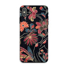 Japanese Wrapping Cloth (uchikui) - Textile Iphone Case, Xs Max / Matte, Floral-patterned Phone Case Colorful Flowers Black Background