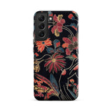 Japanese Wrapping Cloth (uchikui) - Textile Phone Case Samsung Galaxy S22 Plus / Matte Vibrant Floral-patterned Bold Red Orange Blue Early