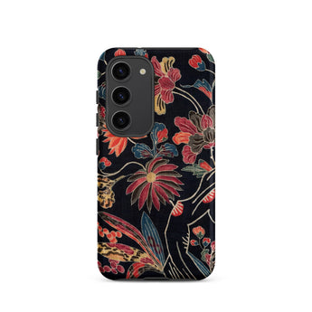 Japanese Wrapping Cloth (uchikui) - Textile Samsung Case, Galaxy S23 / Matte, Floral Patterned Phone Case