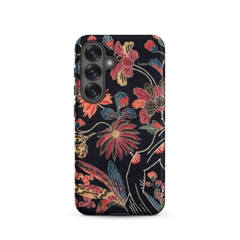 Japanese Wrapping Cloth (uchikui) - Textile Samsung Case, Galaxy S25 / Matte, Floral Patterned Phone Case