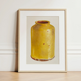 Jar - Yolande Delasser Golden Ceramic Art Print / Canvas, 12x16’’ / 31x41cm / Natural Frame / Matboard, Posters Prints & Visual Artwork,