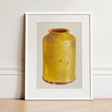 Jar - Yolande Delasser Golden Ceramic Art Print / Canvas, 12x16’’ / 31x41cm / White Frame / Matboard, Posters Prints & Visual Artwork, Toby