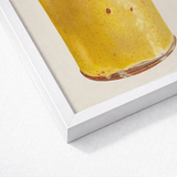 Jar - Yolande Delasser Golden Ceramic Art Print / Canvas Framed Artwork Textured Yellowish Glass Filled Amber Liquid Sun-kissed Vessel,