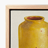Jar - Yolande Delasser Golden Ceramic Art Print / Canvas Vintage-style Yellow Vase Crackled Glaze Subtle Reddish-brown Sun-kissed Vessel,