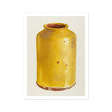 Jar - Yolande Delasser Golden Ceramic Art Print / Canvas Yellow Brown Rim Sun-kissed Vessel, Prints