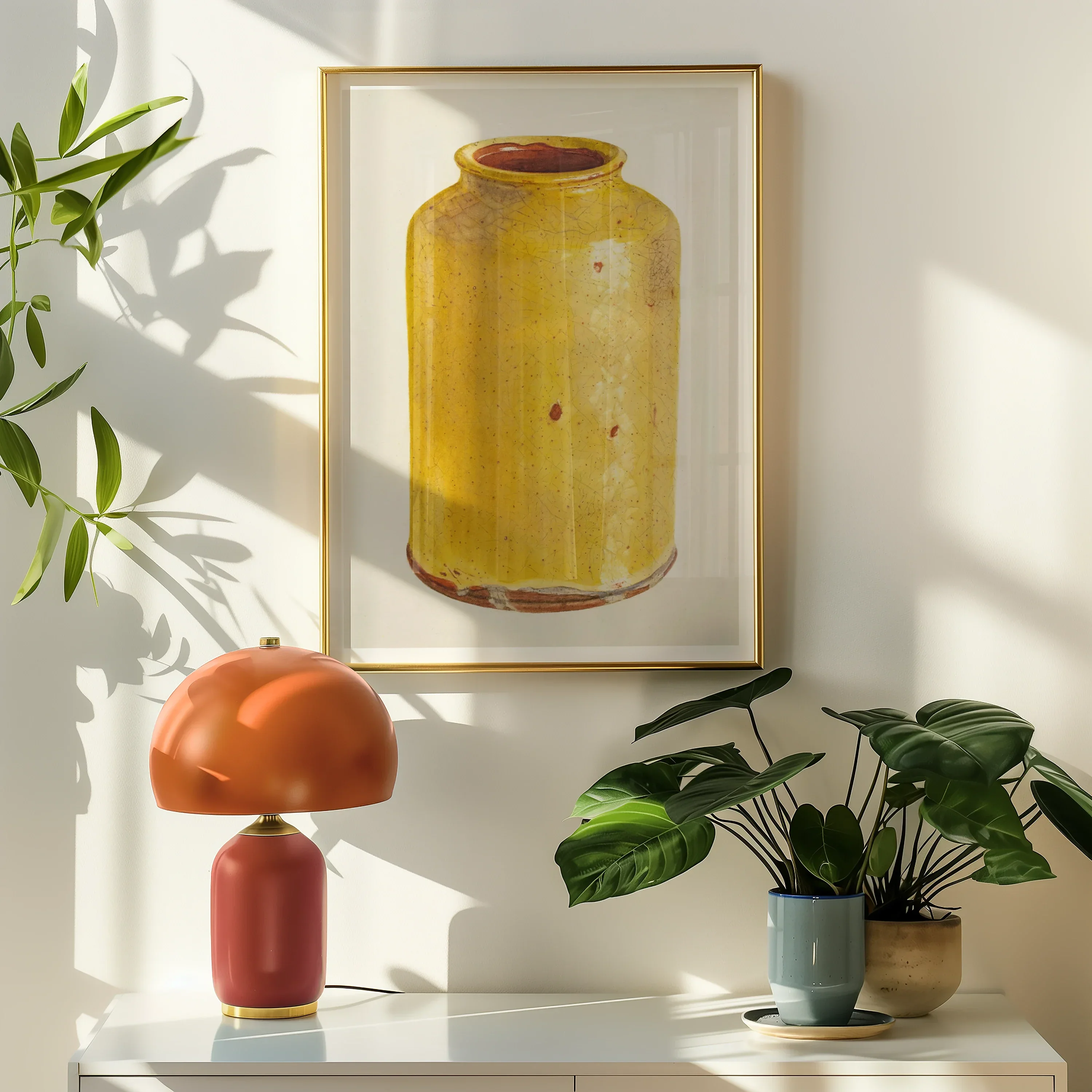 Jar - Yolande Delasser Golden Ceramic Art Print