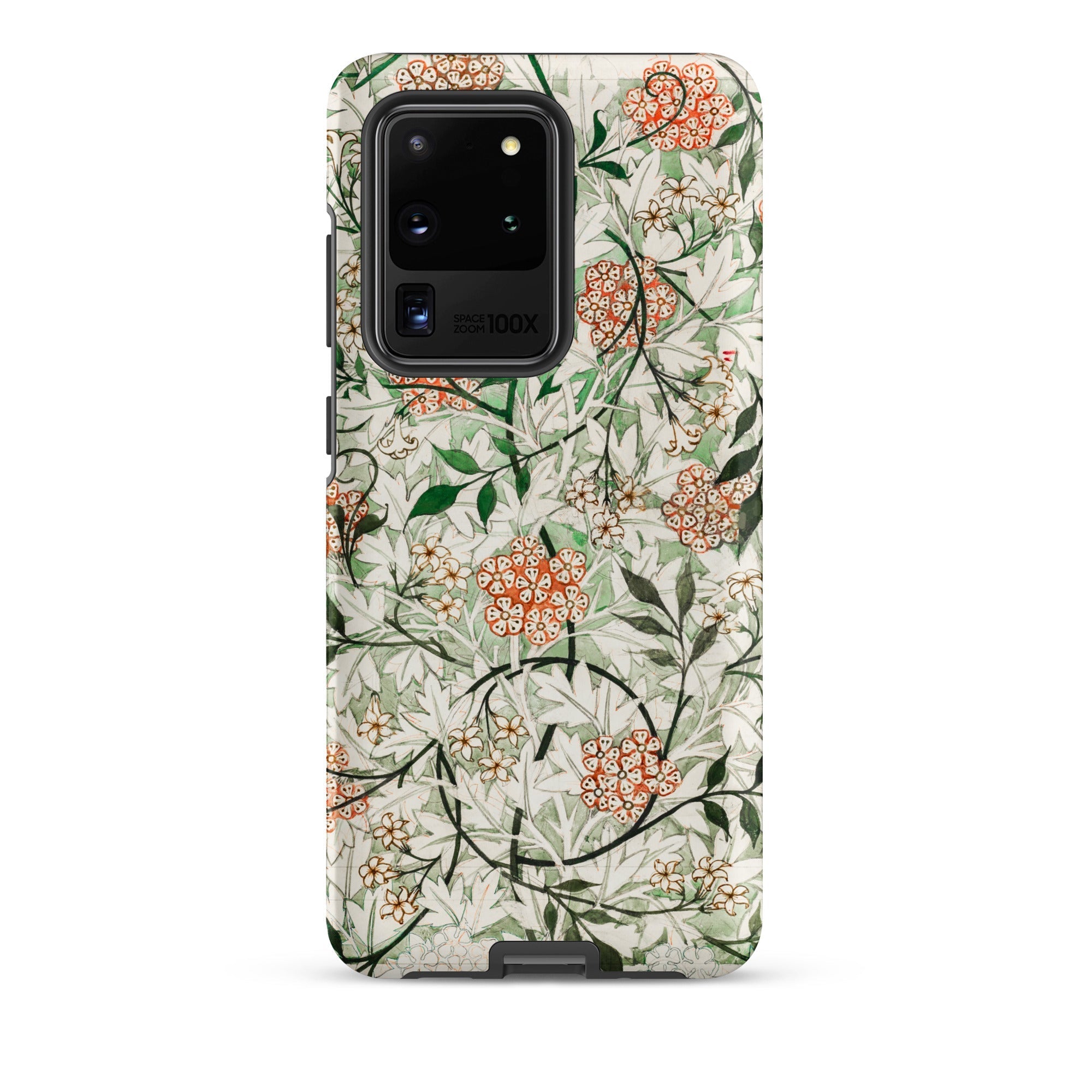 Jasmine William Morris British Floral Samsung Case, Galaxy S20 Ultra / Matte, Smartphone Case Floral Leaf Pattern Muted Green White