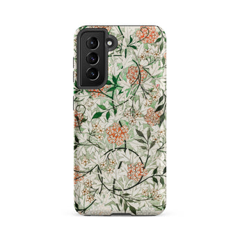 Jasmine - William Morris British Floral Samsung Case, Galaxy S21 Fe / Matte, Smartphone Case White Green Orange Floral Pattern